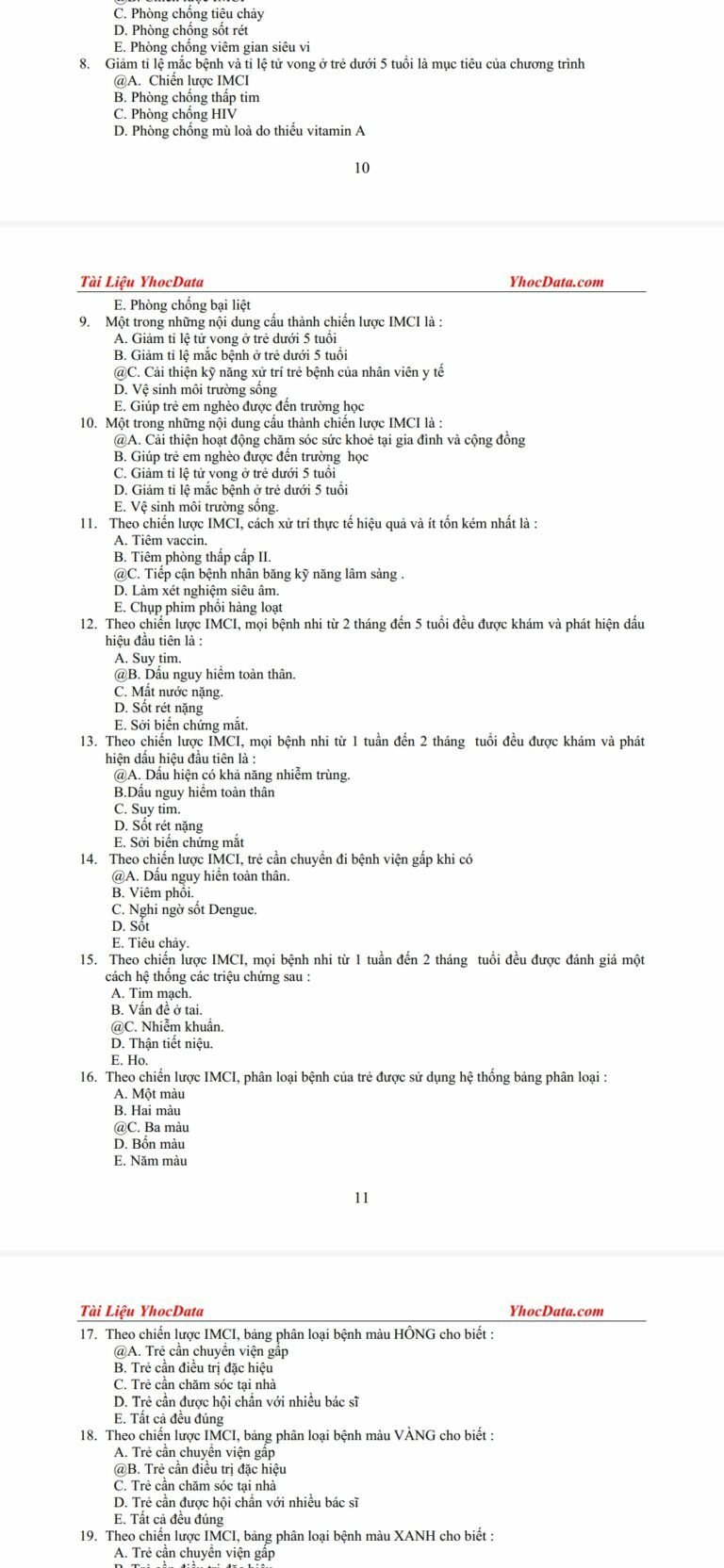 [PDF] Trắc Nghiệm Nhi Khoa 110 Trang – Có Đáp Án