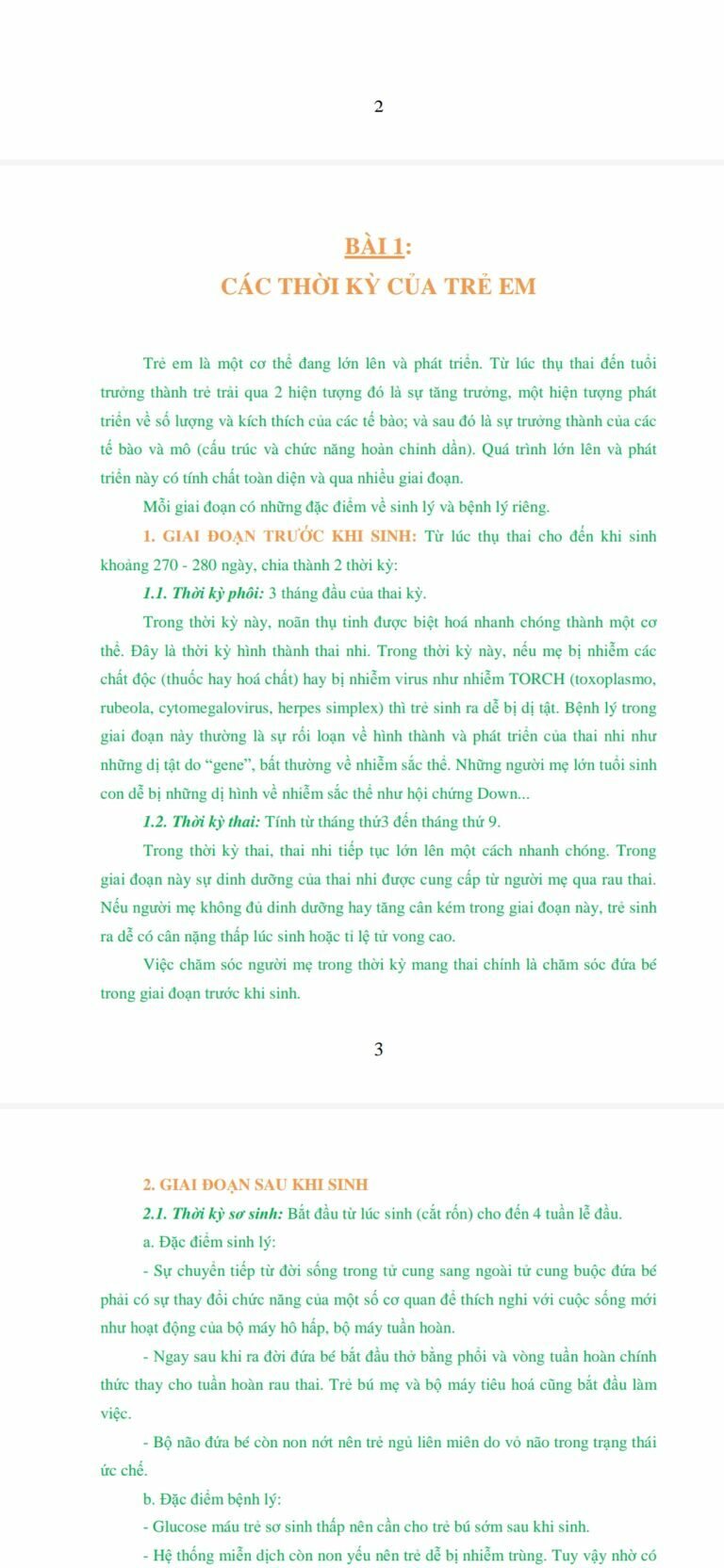 [PDF] Bài Giảng Sinh Lý Nhi Khoa