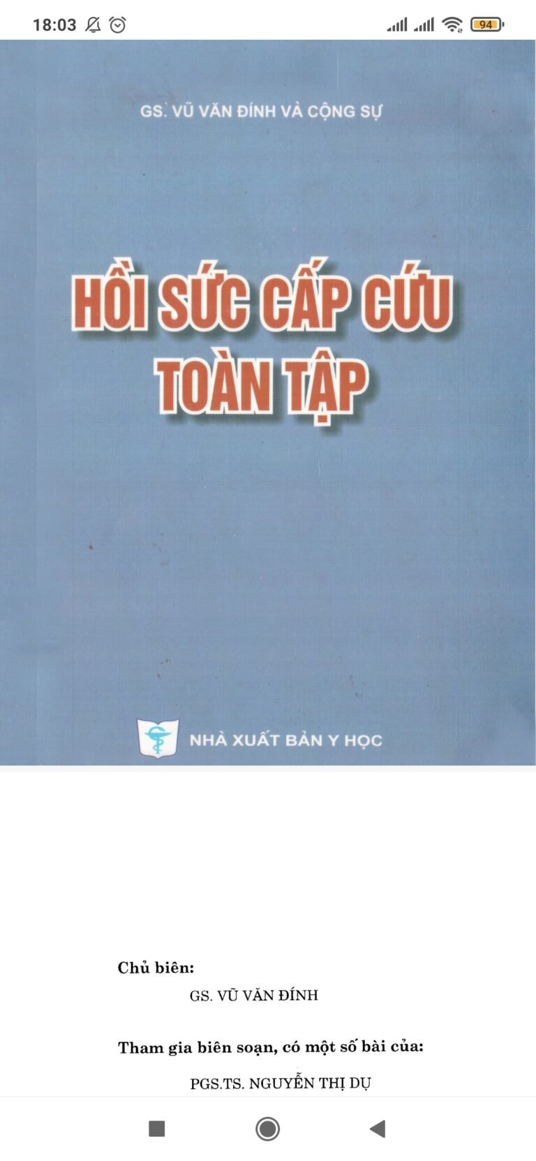 [Tài Liệu] Hồi Sức Cấp Cứu Toàn Tập – GS. Vũ Văn Đính