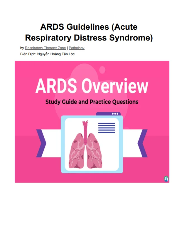 [PDF sách dịch] ARDS GUIDELINES ( ACUTE RESPIRATORY DISTRESS SYMDROME)