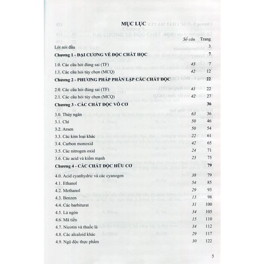 Câu hỏi trắc nghiệm độc chất