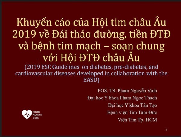 Khuyến cáo đái tháo đường và bệnh tim mạch ESC 2019