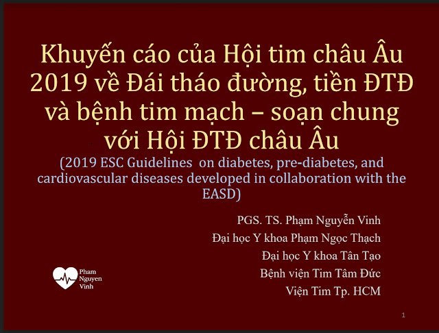 Khuyến cáo đái tháo đường và bệnh tim mạch ESC 2019