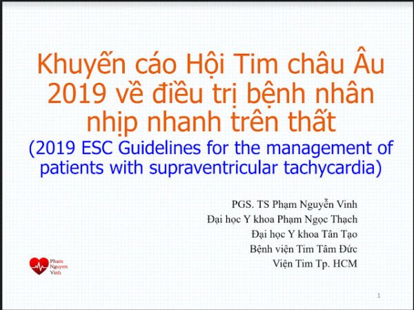 Khuyến cáo Hội Tim mạch Châu Âu về điều trị nhịp nhanh trên thất