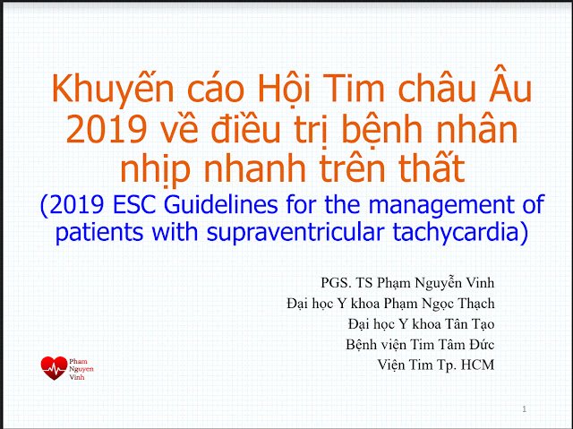 Khuyến cáo Hội Tim mạch Châu Âu về điều trị nhịp nhanh trên thất