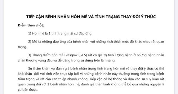 Quy trình tiếp cận bệnh nhân hôn mê trong cấp cứu y khoa